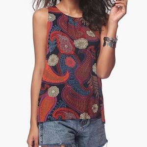Paisley Print Peplum Tank Top